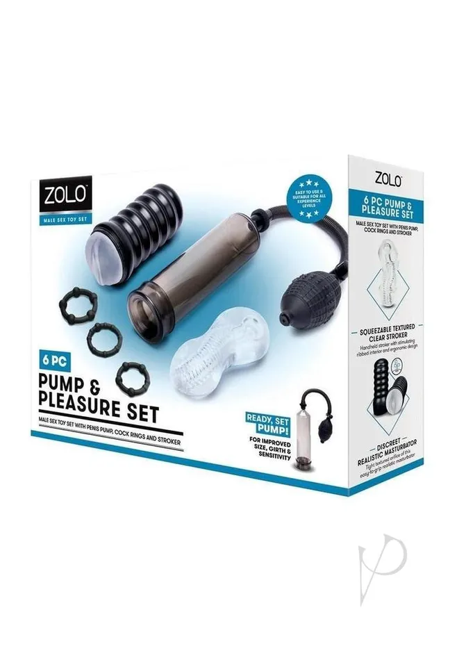 Zolo Pump and Pleasure Set 6 piece Black Zolo Anal